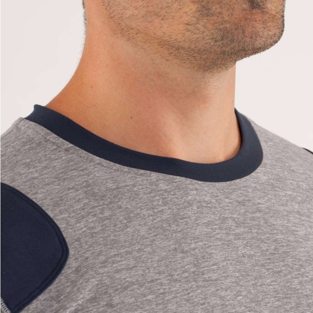 Lululemon Men Sprint Long Sleeve Shirt Heathered Slate Gray Elbow Patches XL $88 - Picture 3 of 9